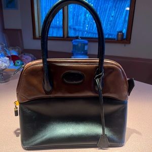 Classic Vintage Neiman Marcus Color Block  Leather Purse w/ Lock and Key